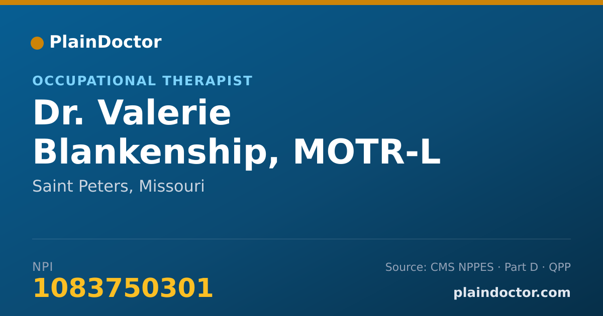 Shareable card for Valerie Blankenship, MOTR-L - Occupational Therapist, Saint Peters, MO