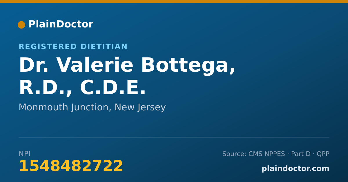 Shareable card for Valerie Bottega, R.D., C.D.E. - Registered Dietitian, Monmouth Junction, NJ
