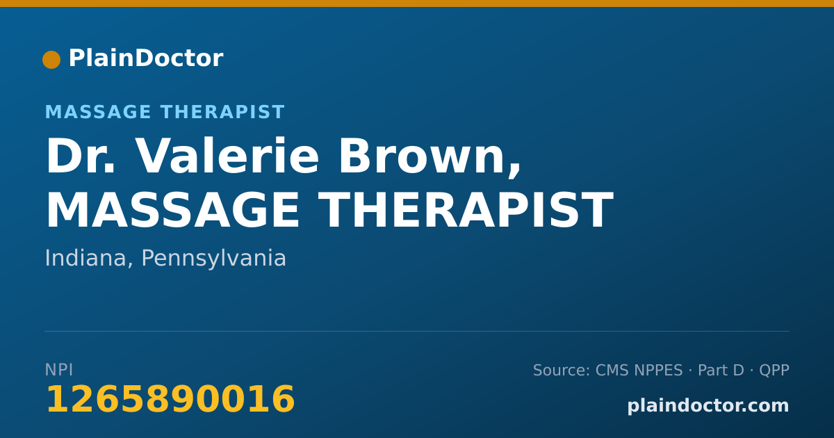 Shareable card for Valerie Brown, MASSAGE THERAPIST - Massage Therapist, Indiana, PA