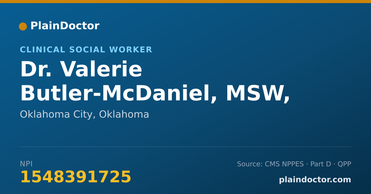 Shareable card for Valerie Butler-McDaniel, MSW, LCSW - Clinical Social Worker, Oklahoma City, OK