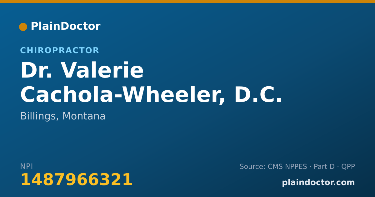 Shareable card for Valerie Cachola-Wheeler, D.C. - Chiropractor, Billings, MT