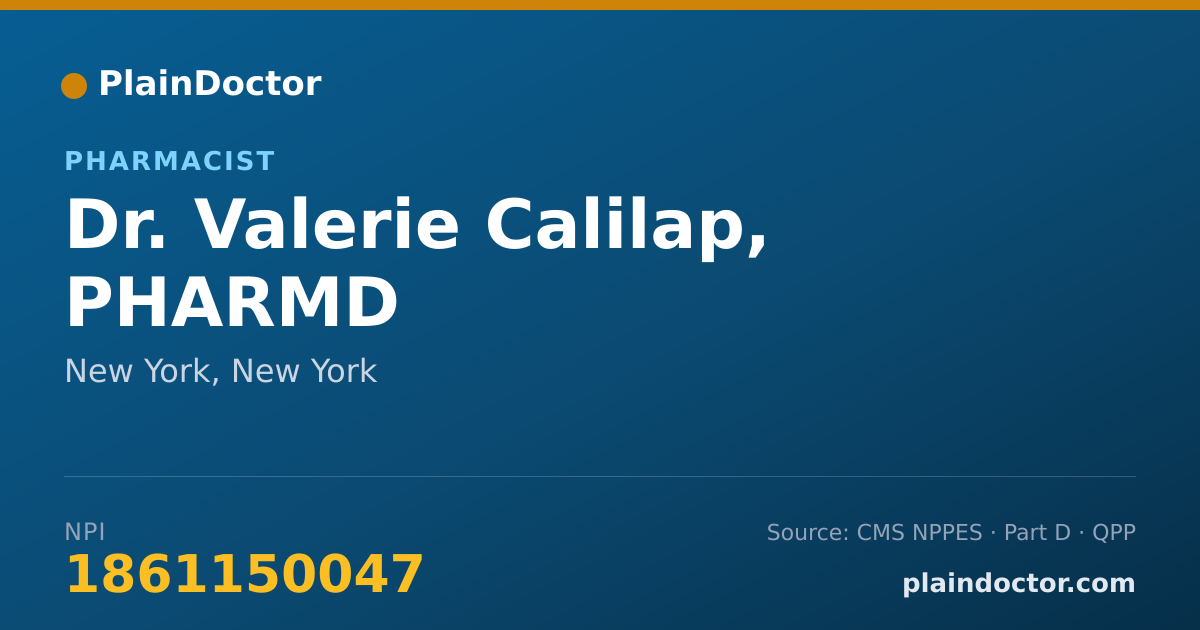 Shareable card for Valerie Calilap, PHARMD - Pharmacist, New York, NY