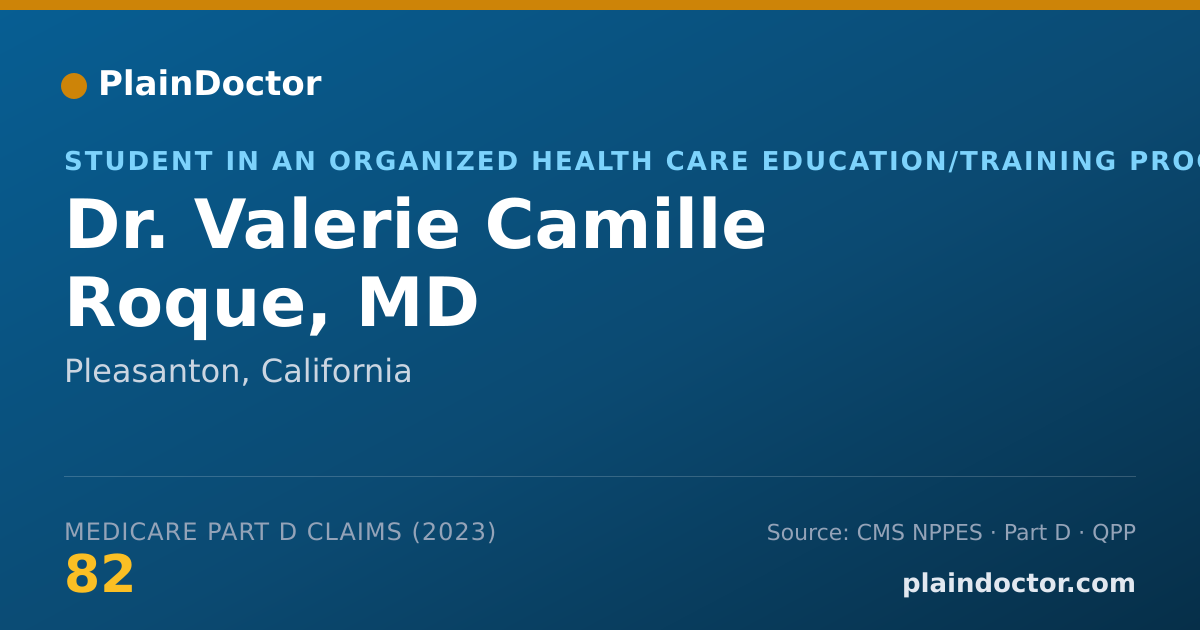 Shareable card for Valerie Camille Roque, MD - Student in an Organized Health Care Education/Training Program, Pleasanton, CA