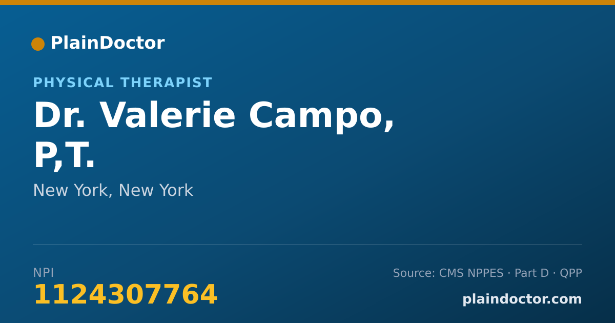 Shareable card for Valerie Campo, P,T. - Physical Therapist, New York, NY