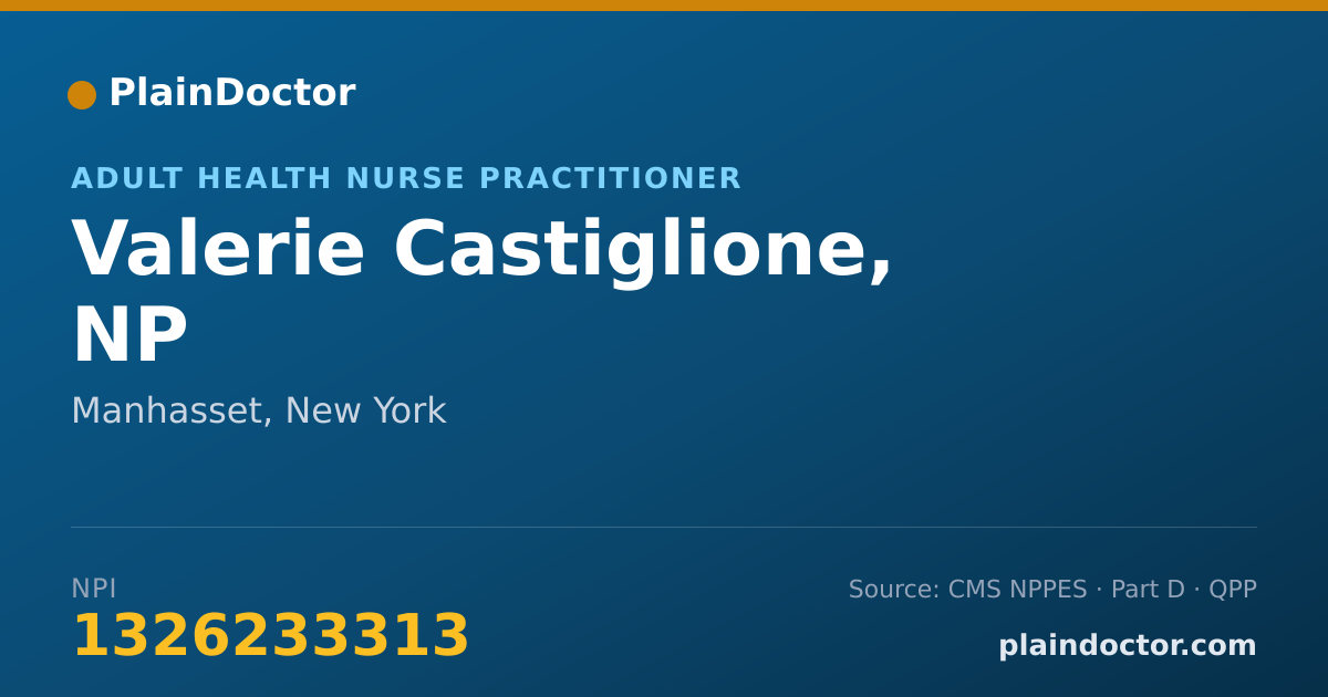 Shareable card for Valerie Castiglione, NP - Adult Health Nurse Practitioner, Manhasset, NY