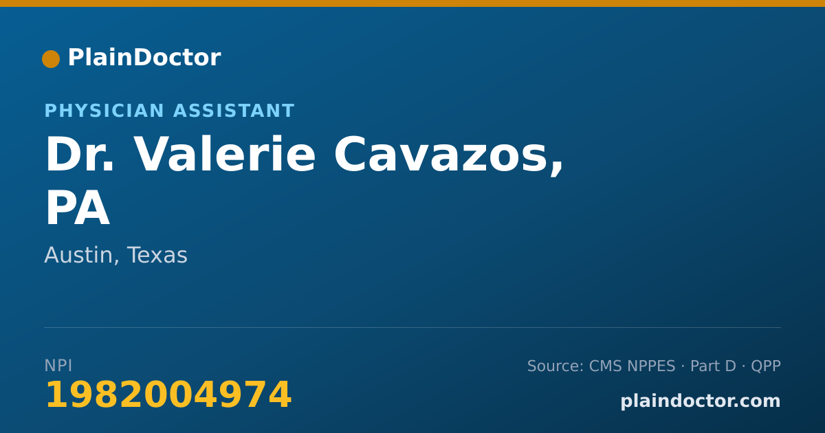 Shareable card for Valerie Cavazos, PA - Physician Assistant, Austin, TX