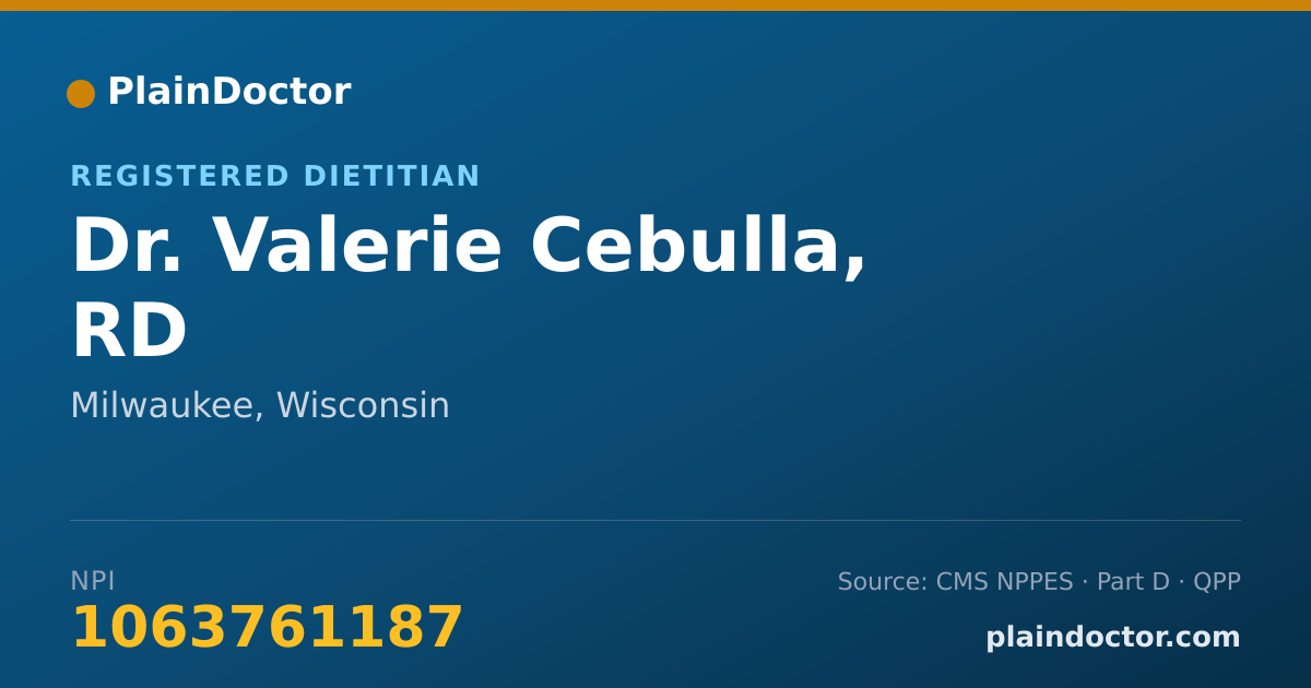 Shareable card for Valerie Cebulla, RD - Registered Dietitian, Milwaukee, WI