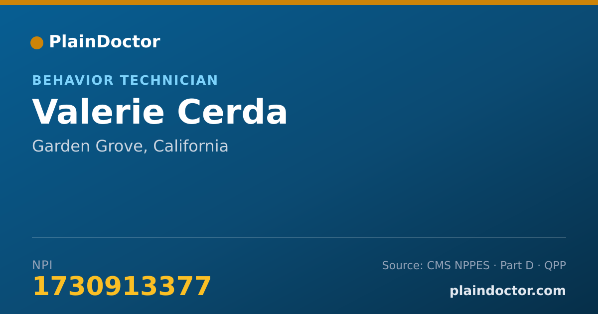 Shareable card for Valerie Cerda - Behavior Technician, Garden Grove, CA
