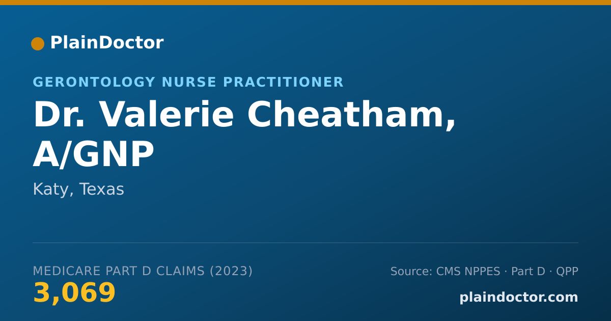 Shareable card for Valerie Cheatham, A/GNP - Gerontology Nurse Practitioner, Katy, TX