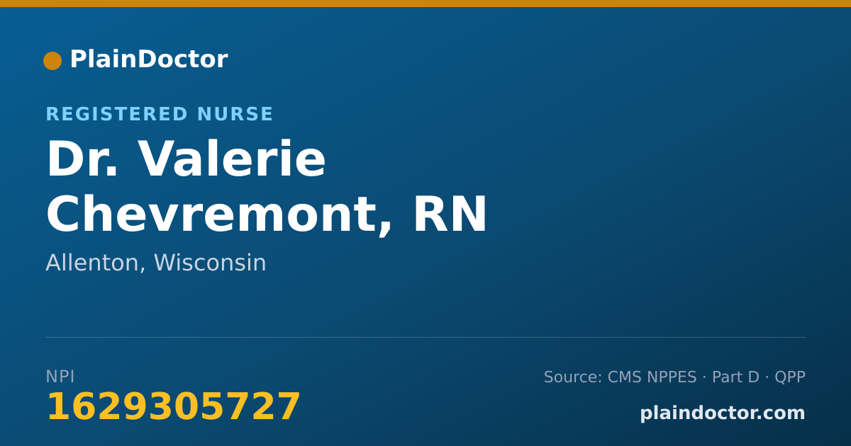 Shareable card for Valerie Chevremont, RN - Registered Nurse, Allenton, WI