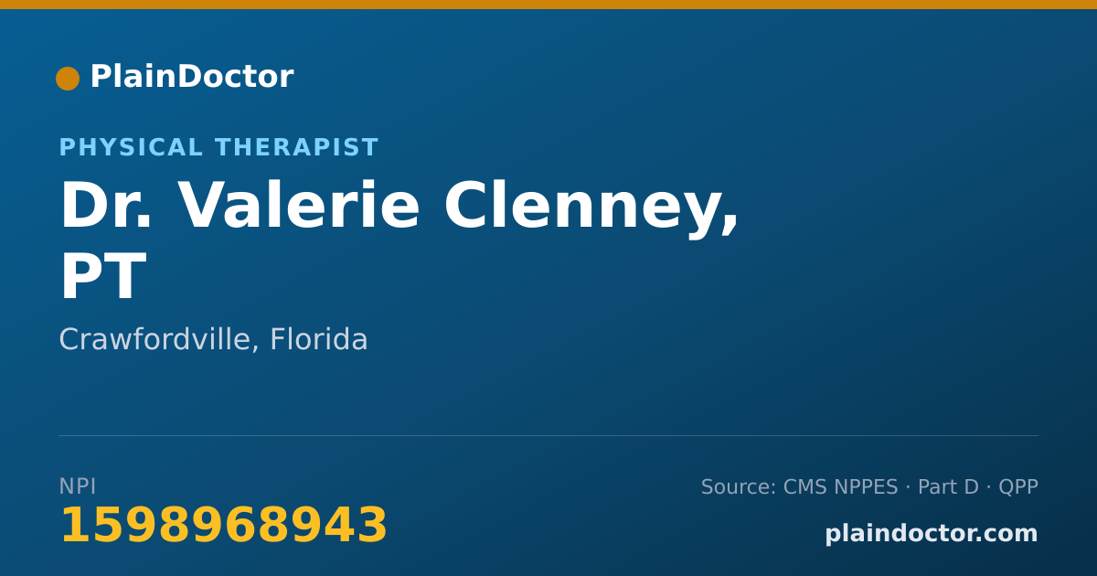 Shareable card for Valerie Clenney, PT - Physical Therapist, Crawfordville, FL