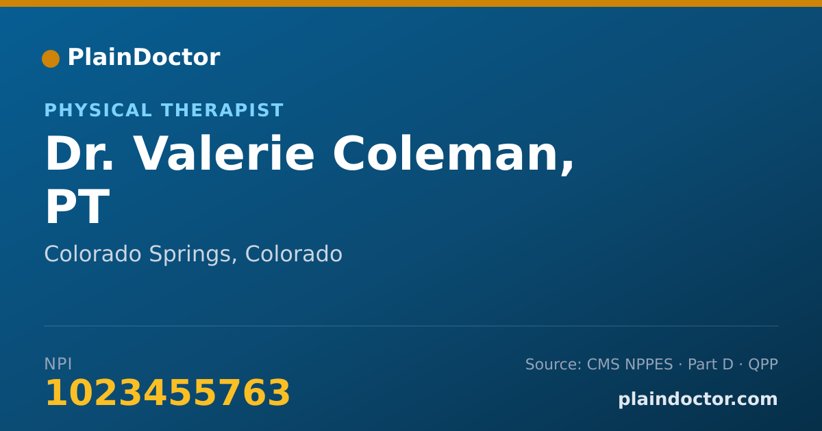 Shareable card for Valerie Coleman, PT - Physical Therapist, Colorado Springs, CO
