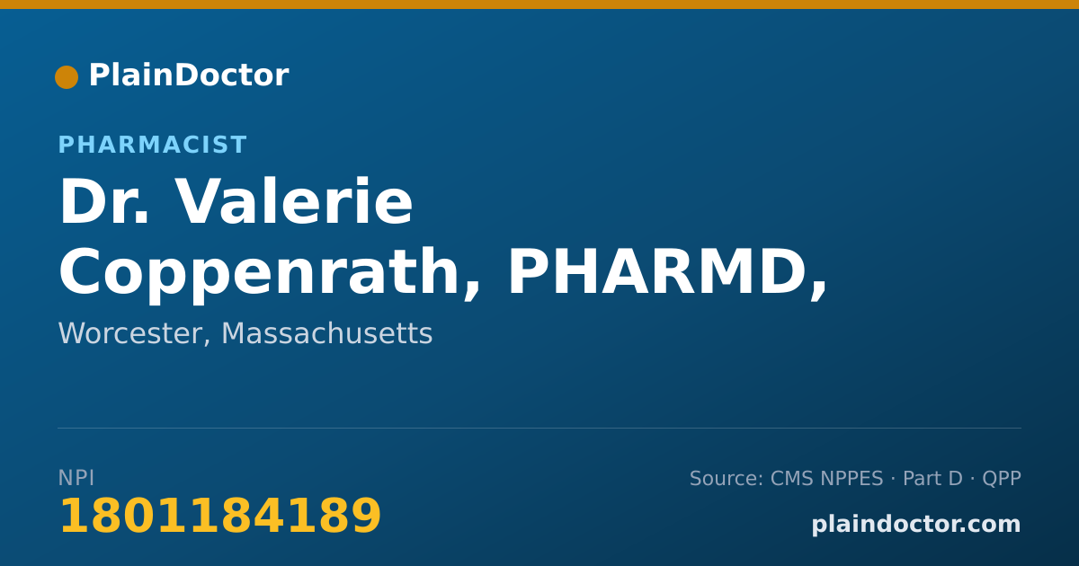 Shareable card for Valerie Coppenrath, PHARMD, BCPS - Pharmacist, Worcester, MA