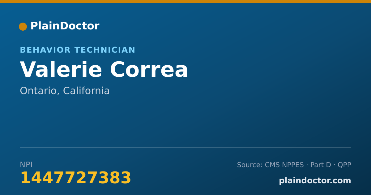 Shareable card for Valerie Correa - Behavior Technician, Ontario, CA