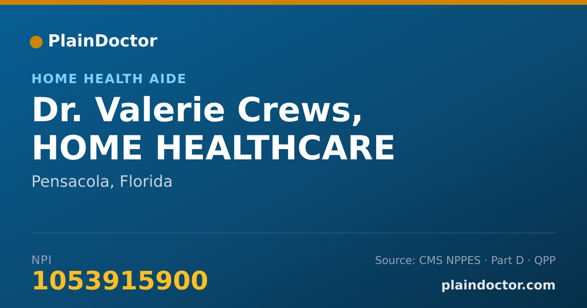 Shareable card for Valerie Crews, HOME HEALTHCARE - Home Health Aide, Pensacola, FL