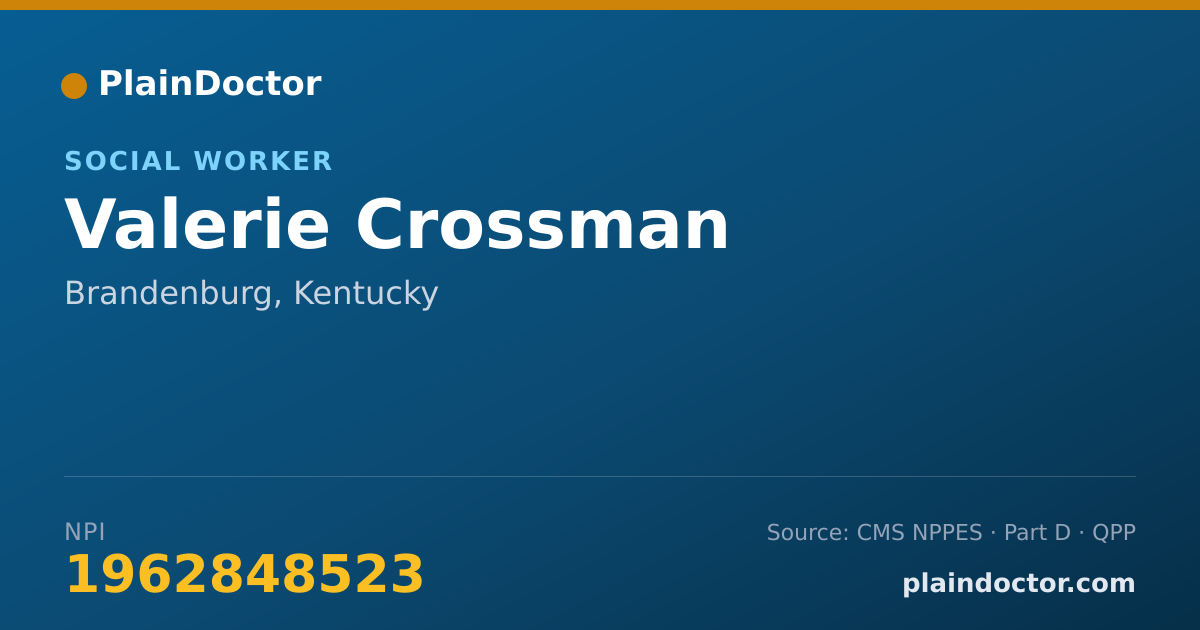 Shareable card for Valerie Crossman - Social Worker, Brandenburg, KY