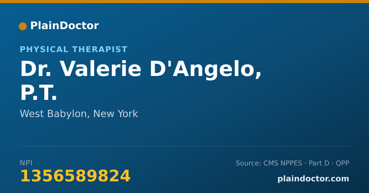 Shareable card for Valerie D'Angelo, P.T. - Physical Therapist, West Babylon, NY