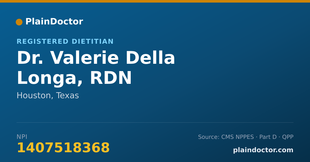 Shareable card for Valerie Della Longa, RDN - Registered Dietitian, Houston, TX