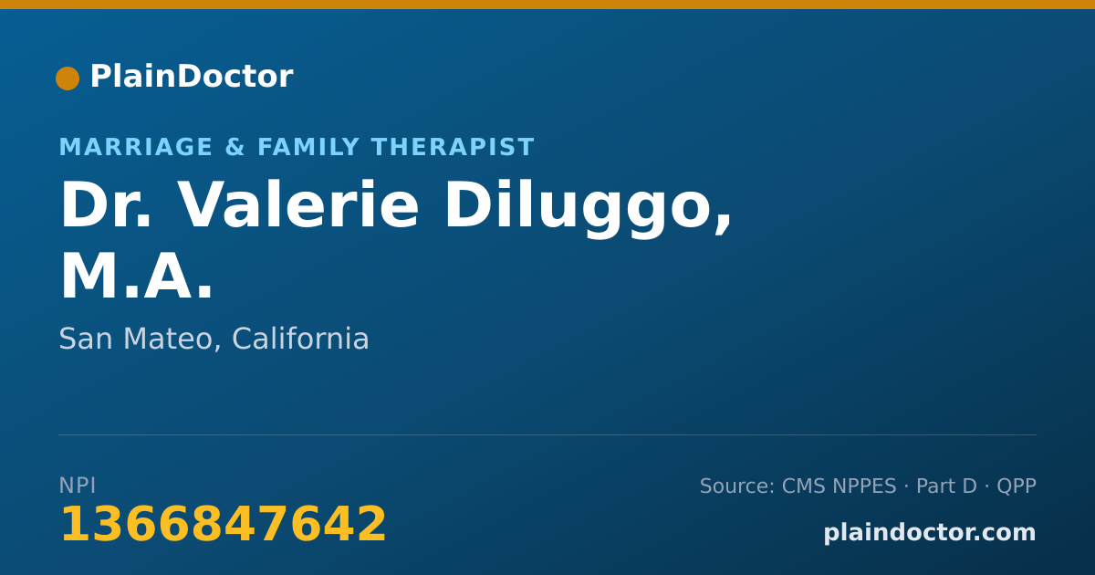 Shareable card for Valerie Diluggo, M.A. - Marriage & Family Therapist, San Mateo, CA