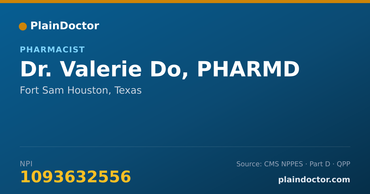 Shareable card for Valerie Do, PHARMD - Pharmacist, Fort Sam Houston, TX