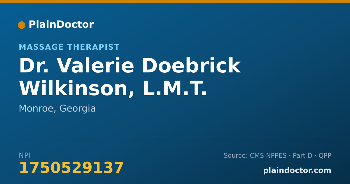 Shareable card for Valerie Doebrick Wilkinson, L.M.T. - Massage Therapist, Monroe, GA