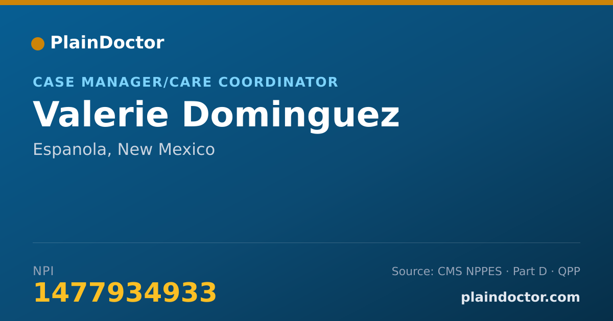 Shareable card for Valerie Dominguez - Case Manager/Care Coordinator, Espanola, NM