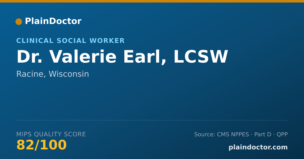 Shareable card for Valerie Earl, LCSW - Clinical Social Worker, Racine, WI