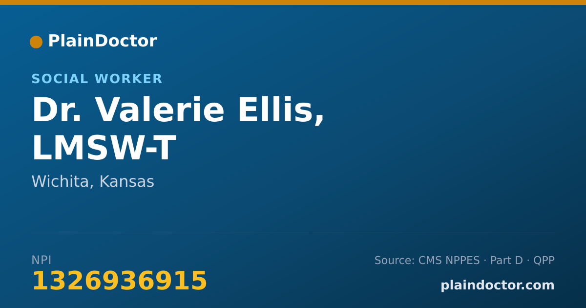 Shareable card for Valerie Ellis, LMSW-T - Social Worker, Wichita, KS