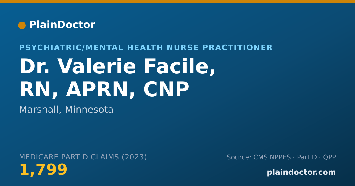 Shareable card for Valerie Facile, RN, APRN, CNP - Psychiatric/Mental Health Nurse Practitioner, Marshall, MN