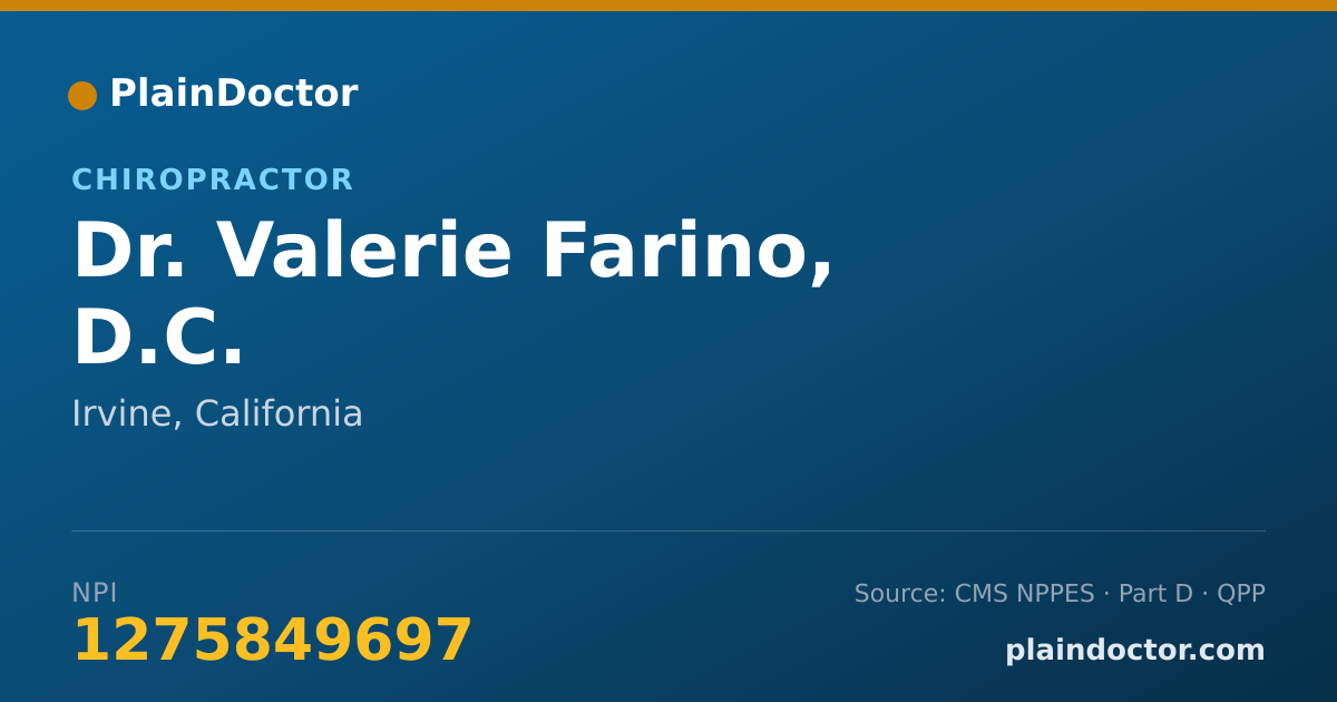 Shareable card for Valerie Farino, D.C. - Chiropractor, Irvine, CA