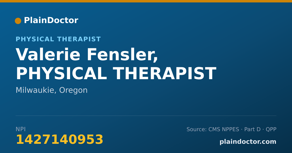 Shareable card for Valerie Fensler, PHYSICAL THERAPIST - Physical Therapist, Milwaukie, OR
