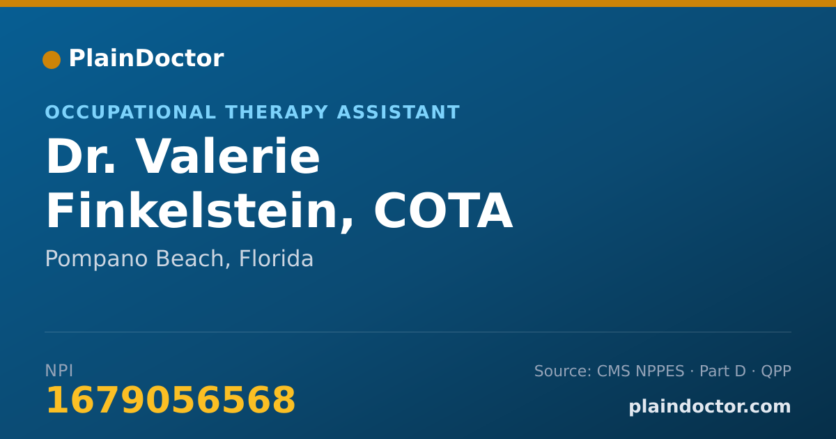Shareable card for Valerie Finkelstein, COTA - Occupational Therapy Assistant, Pompano Beach, FL