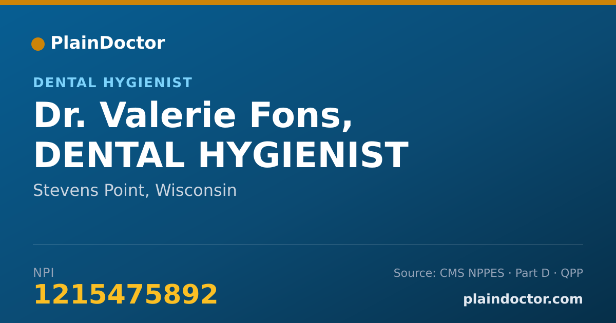 Shareable card for Valerie Fons, DENTAL HYGIENIST - Dental Hygienist, Stevens Point, WI