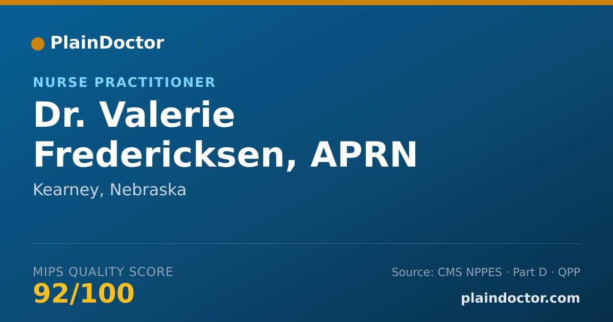Shareable card for Valerie Fredericksen, APRN - Nurse Practitioner, Kearney, NE