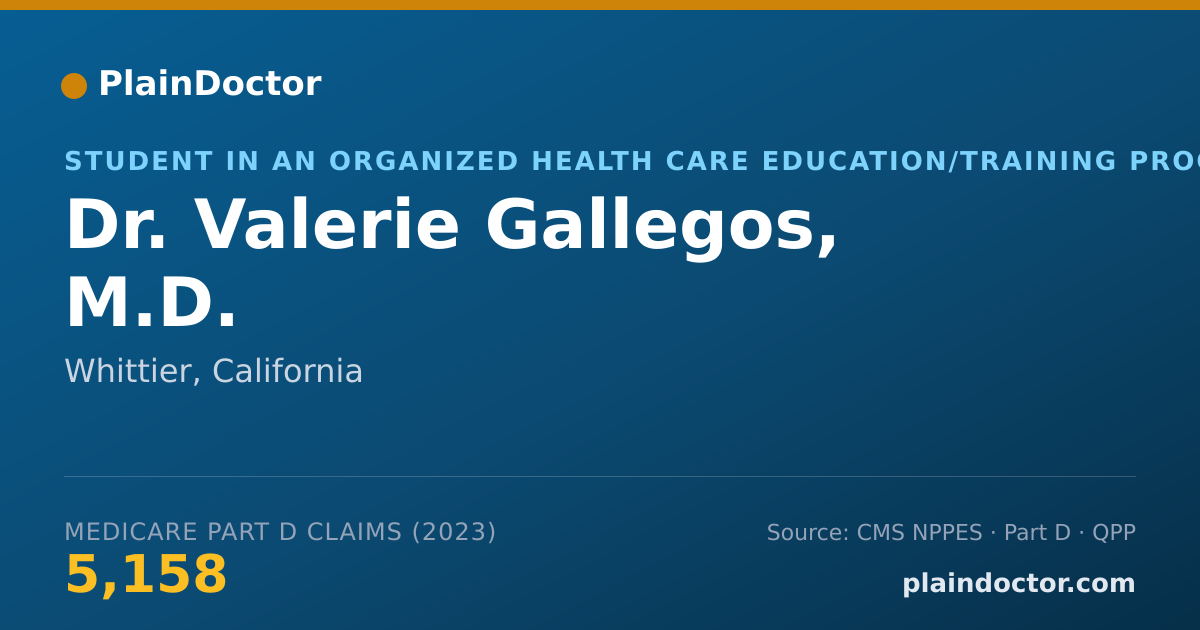Shareable card for Valerie Gallegos, M.D. - Student in an Organized Health Care Education/Training Program, Whittier, CA