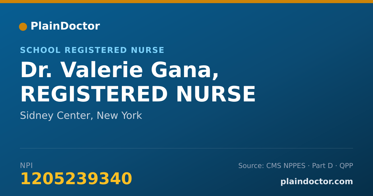 Shareable card for Valerie Gana, REGISTERED NURSE - School Registered Nurse, Sidney Center, NY