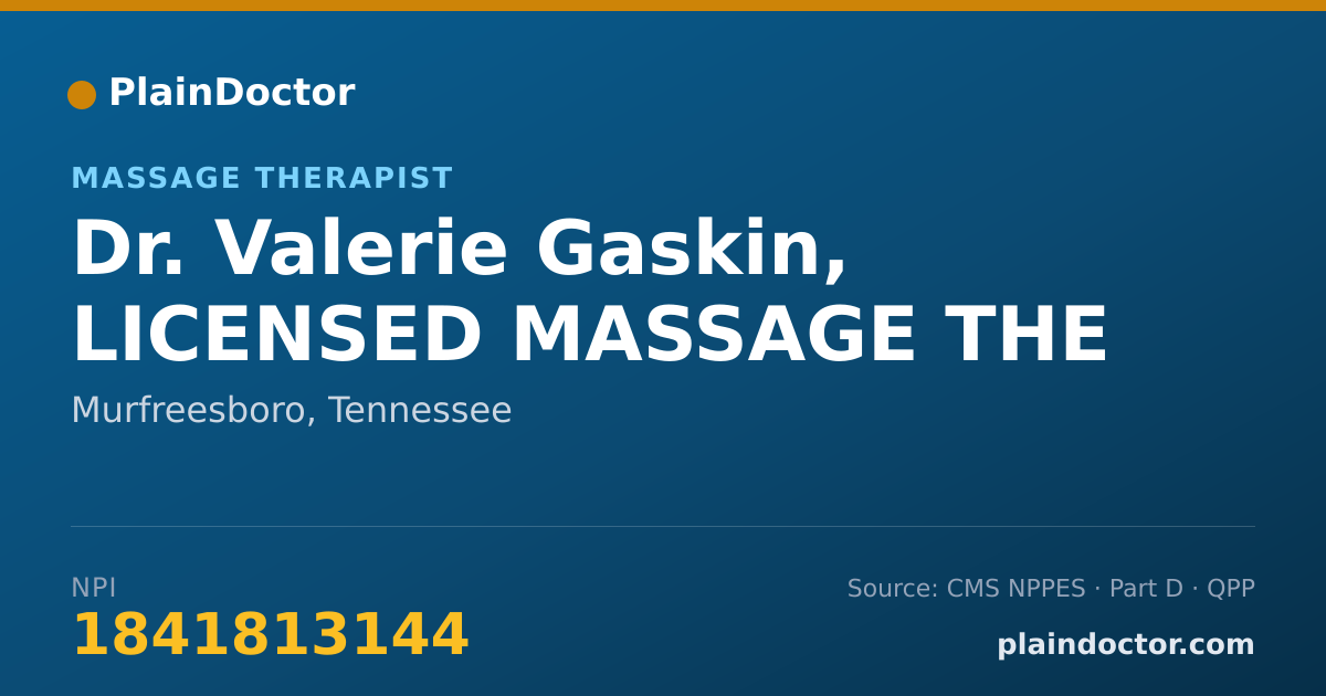 Shareable card for Valerie Gaskin, LICENSED MASSAGE THE - Massage Therapist, Murfreesboro, TN