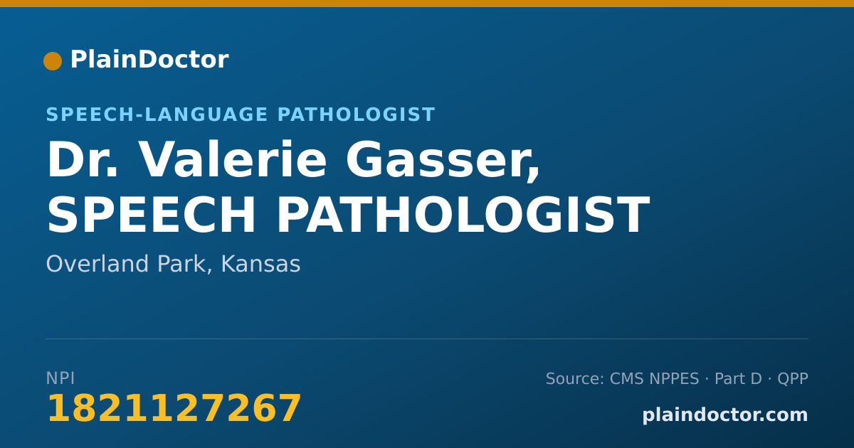 Shareable card for Valerie Gasser, SPEECH PATHOLOGIST - Speech-Language Pathologist, Overland Park, KS