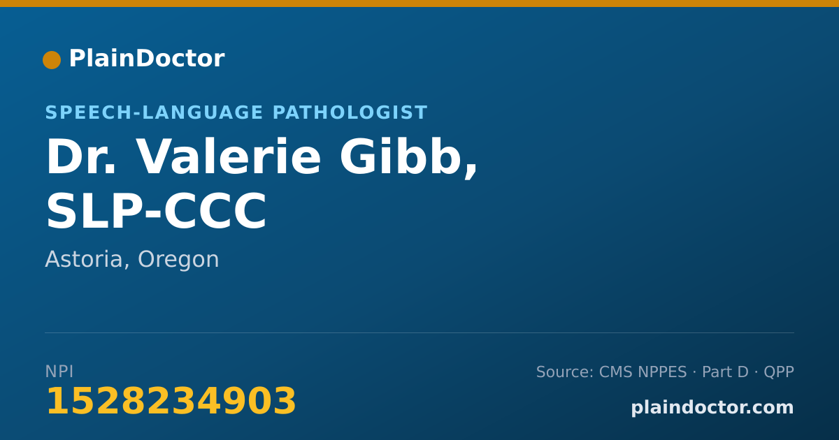 Shareable card for Valerie Gibb, SLP-CCC - Speech-Language Pathologist, Astoria, OR