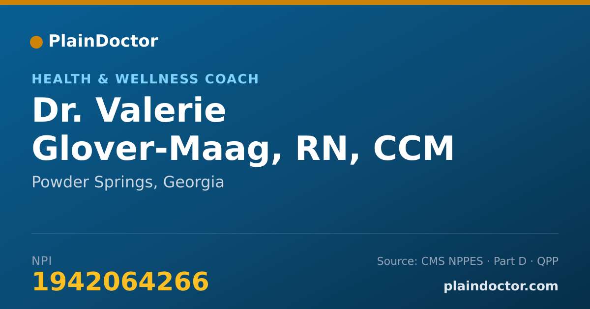Shareable card for Valerie Glover-Maag, RN, CCM - Health & Wellness Coach, Powder Springs, GA