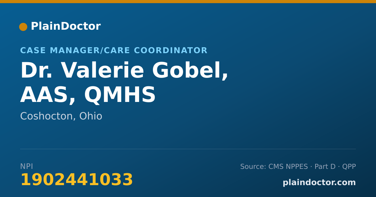 Shareable card for Valerie Gobel, AAS, QMHS - Case Manager/Care Coordinator, Coshocton, OH