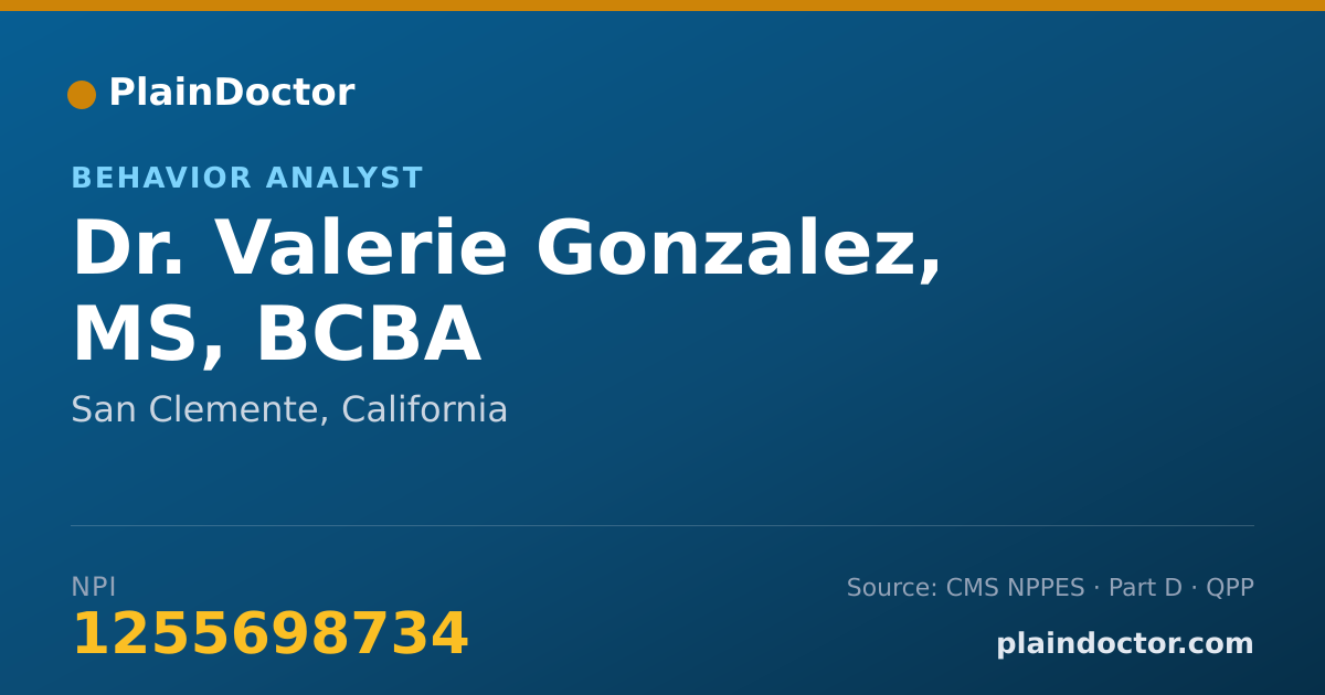 Shareable card for Valerie Gonzalez, MS, BCBA - Behavior Analyst, San Clemente, CA