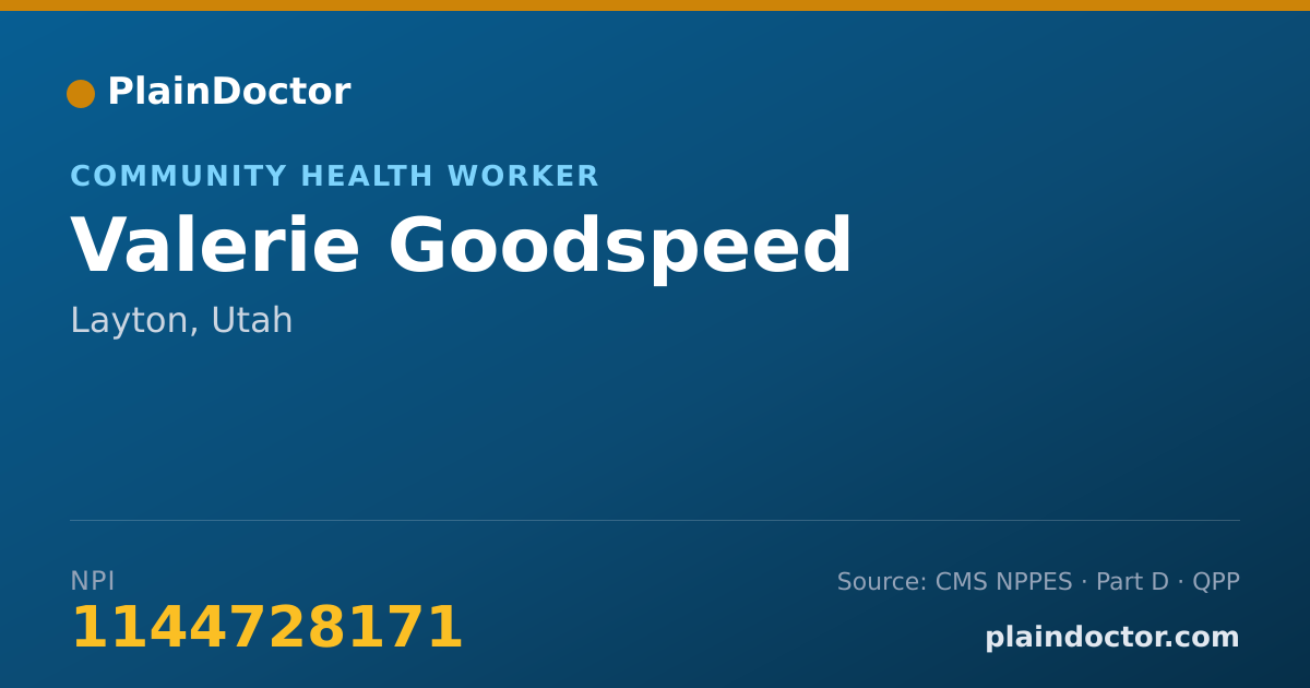 Shareable card for Valerie Goodspeed - Community Health Worker, Layton, UT