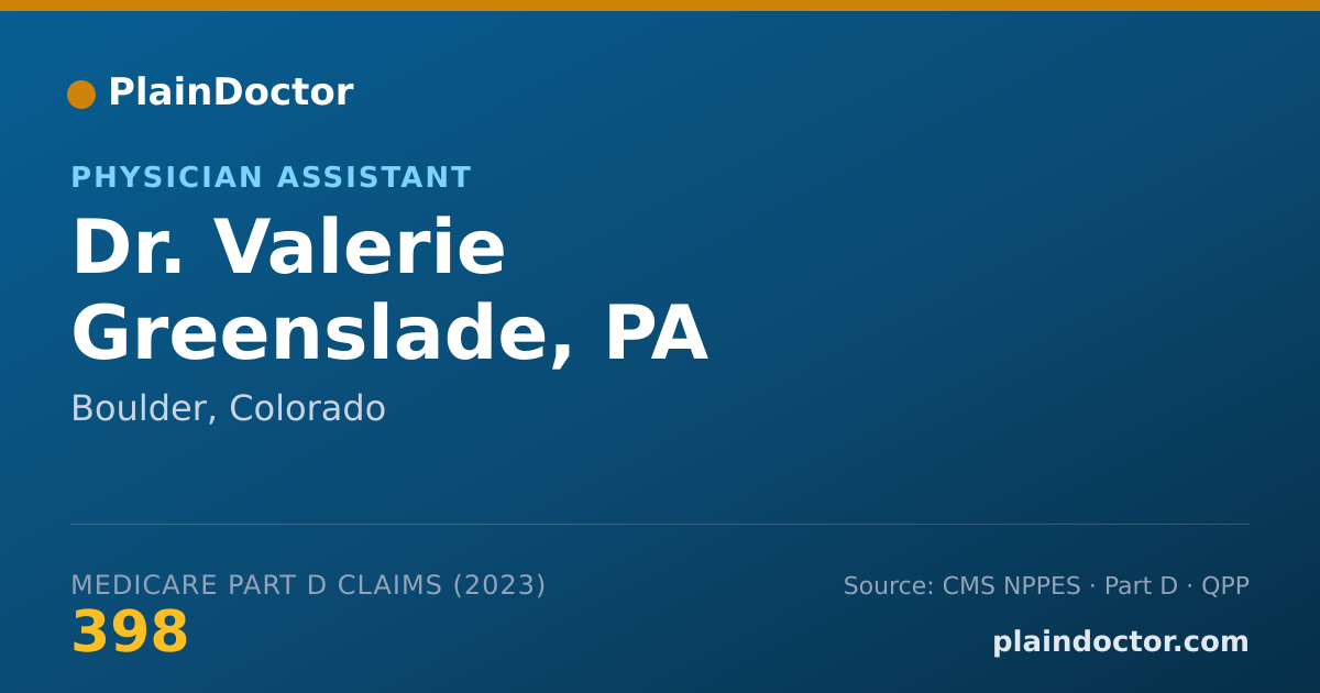 Shareable card for Valerie Greenslade, PA - Physician Assistant, Boulder, CO