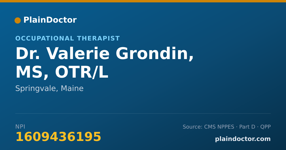 Shareable card for Valerie Grondin, MS, OTR/L - Occupational Therapist, Springvale, ME