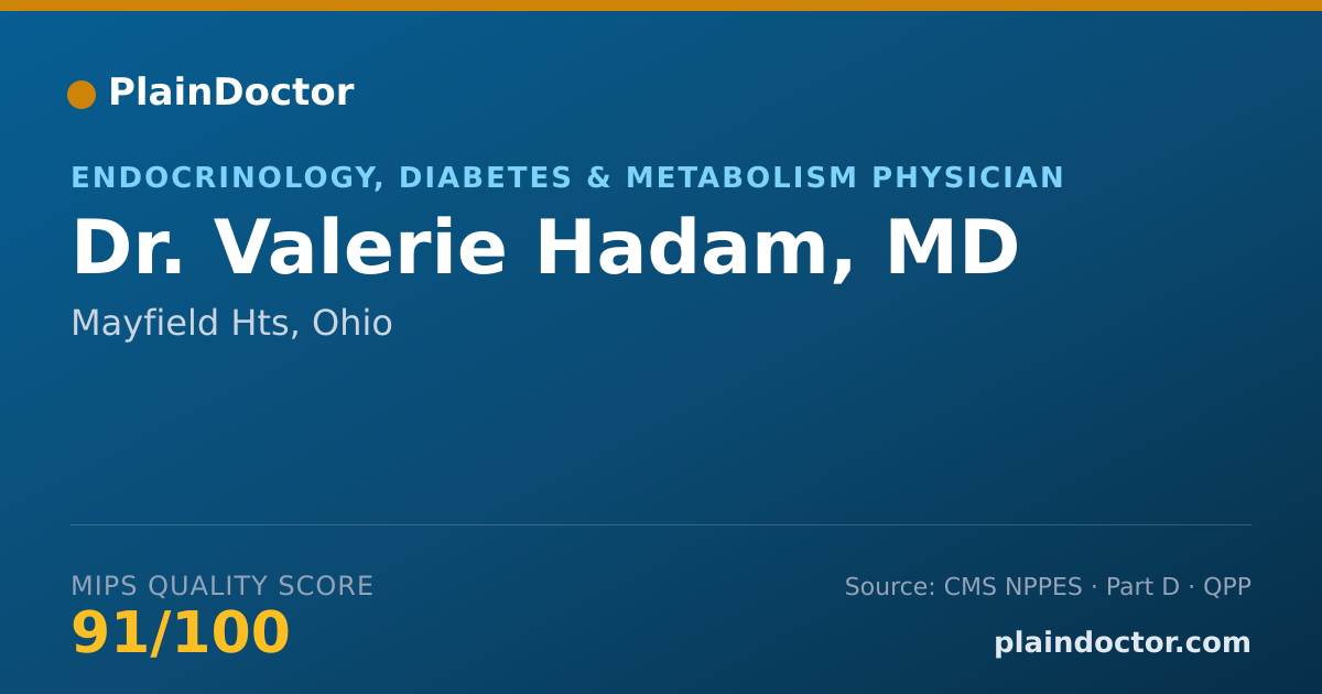 Shareable card for Valerie Hadam, MD - Endocrinology, Diabetes & Metabolism Physician, Mayfield Hts, OH