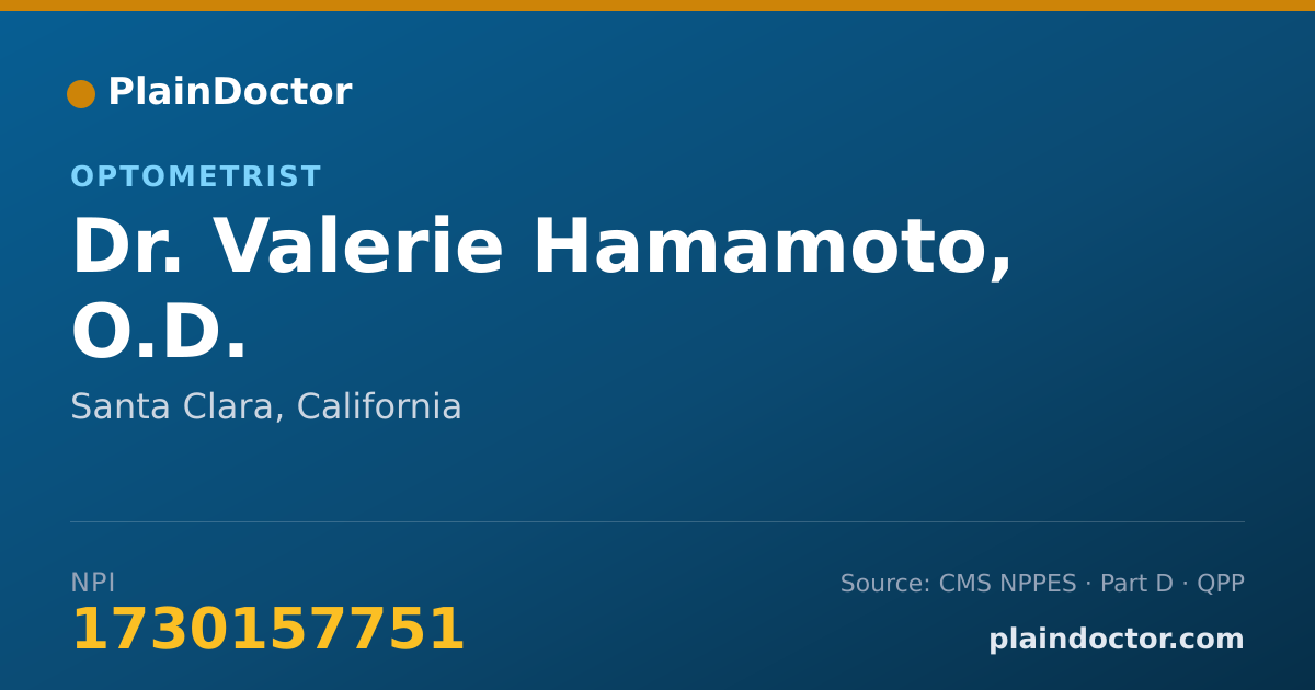 Shareable card for Valerie Hamamoto, O.D. - Optometrist, Santa Clara, CA