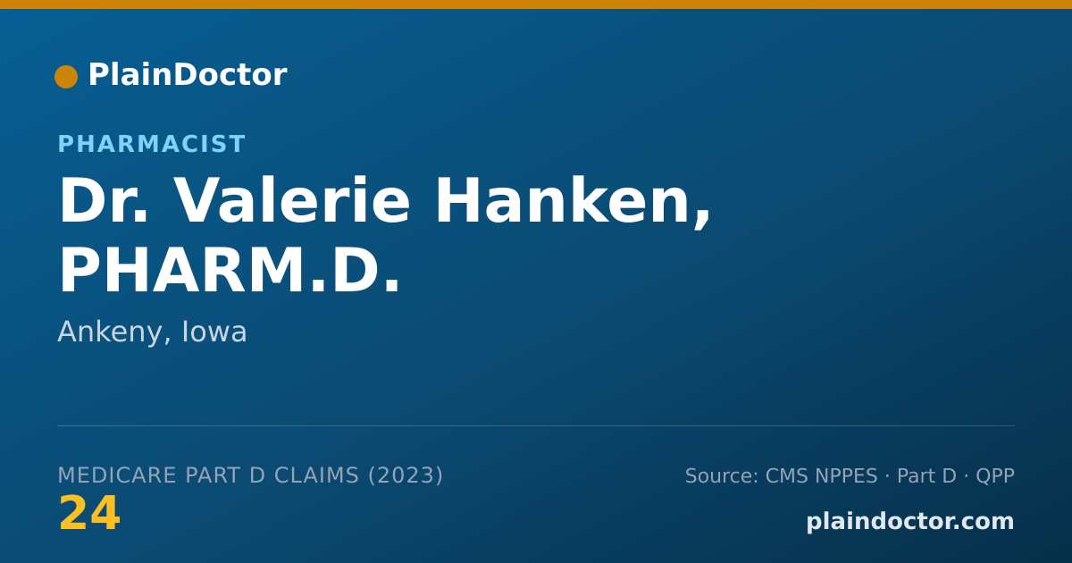 Shareable card for Valerie Hanken, PHARM.D. - Pharmacist, Ankeny, IA