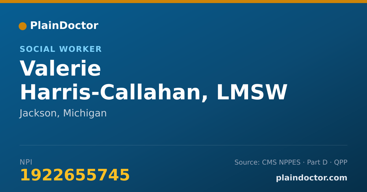 Shareable card for Valerie Harris-Callahan, LMSW - Social Worker, Jackson, MI