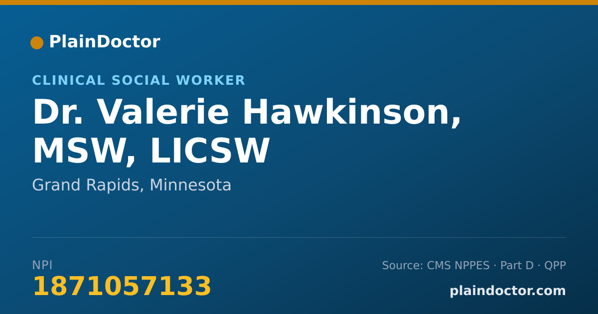 Shareable card for Valerie Hawkinson, MSW, LICSW - Clinical Social Worker, Grand Rapids, MN
